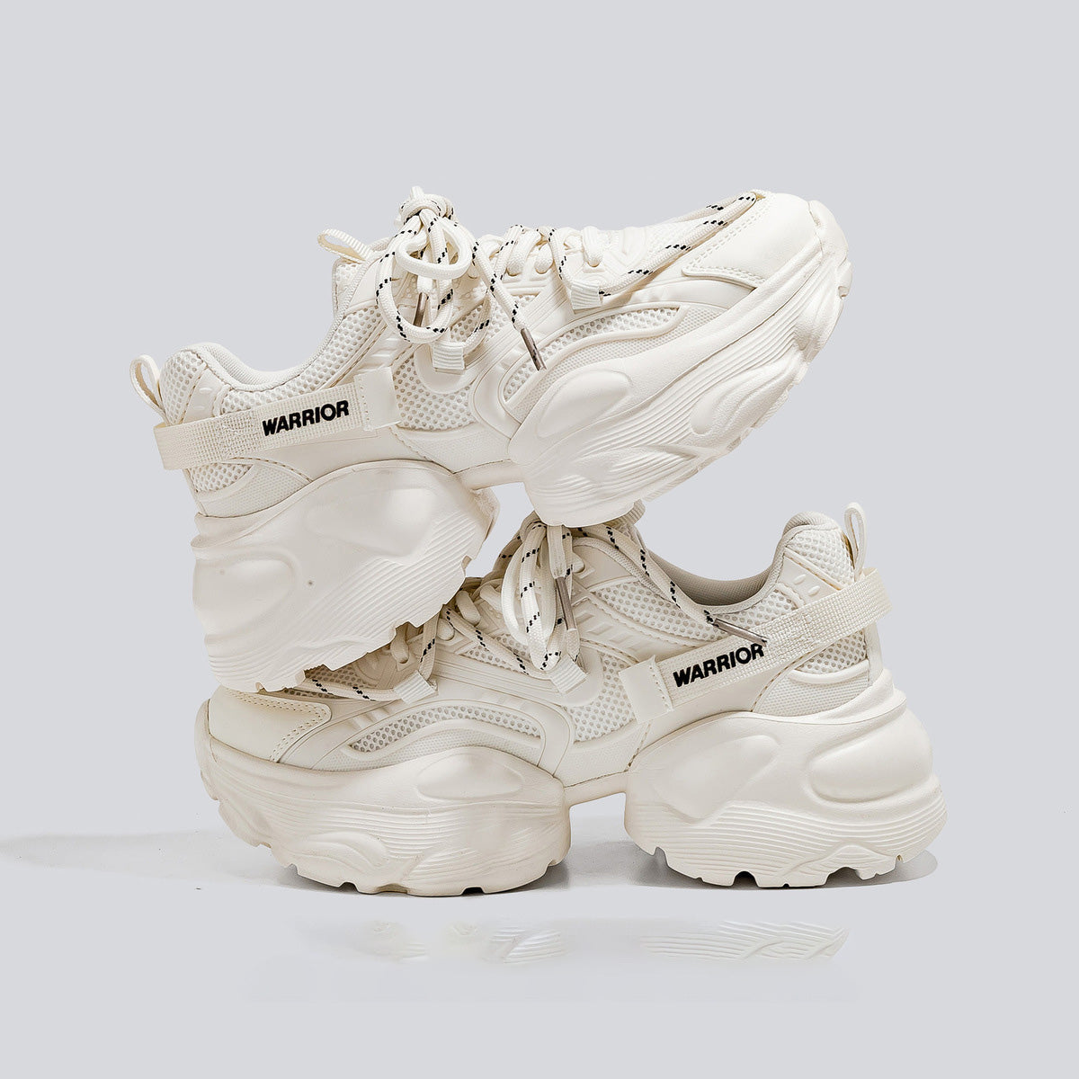 Zapatillas informales de malla y cuero con suela gruesa para mujer