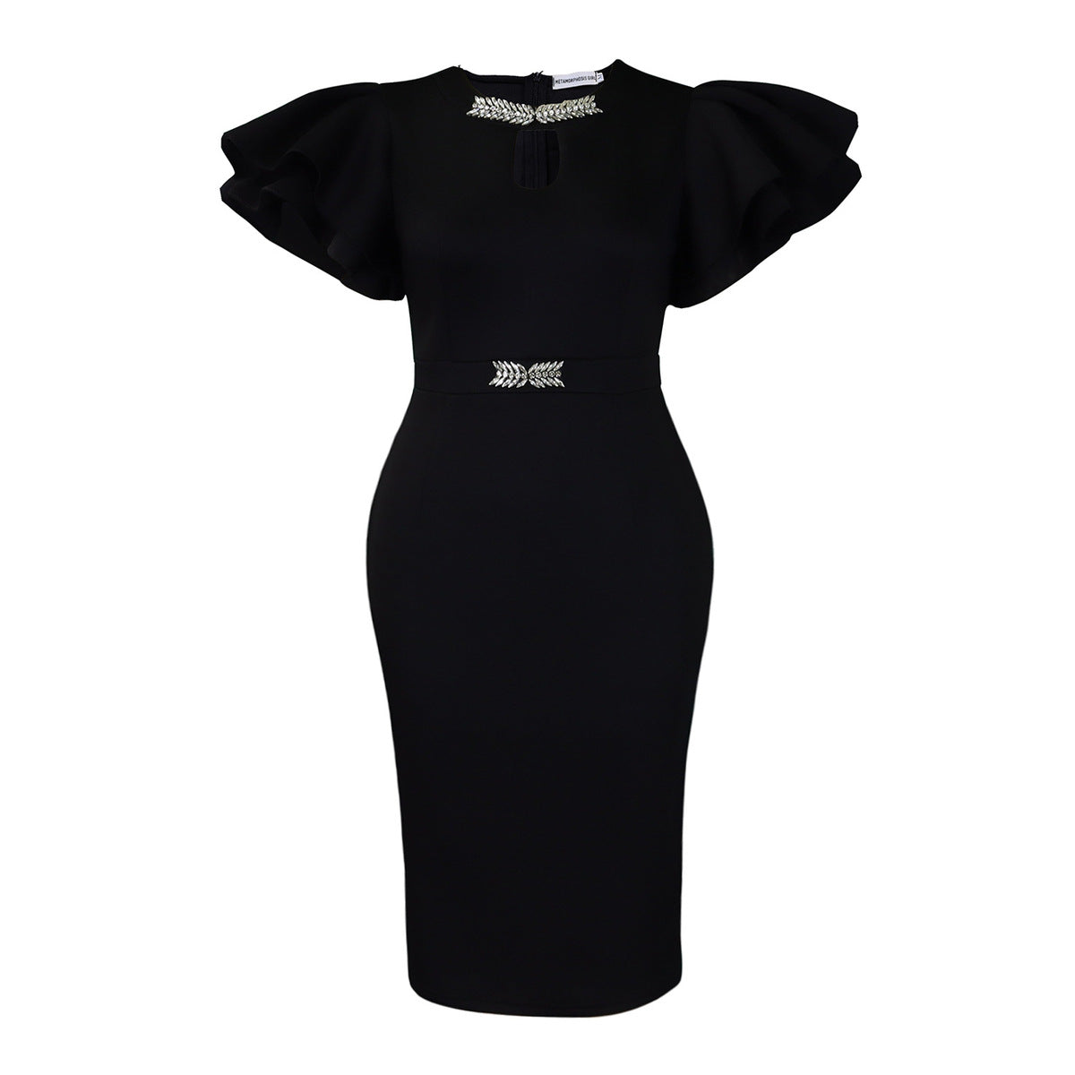 Women Fashion Elegant Plus Size Solid Color Dress
