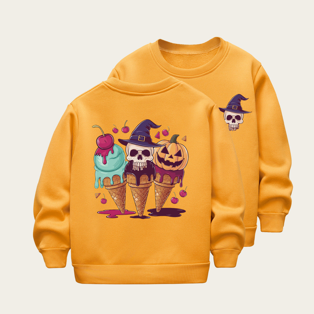 Kids Toddler Boys Girls Casual Halloween Cartoon Fleece Sweatshirt