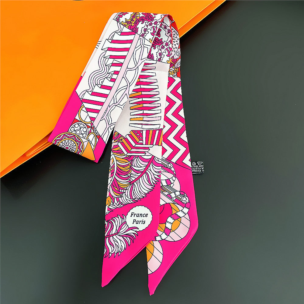 Écharpe à poignée de sac à ruban imprimé à motif géométrique tendance