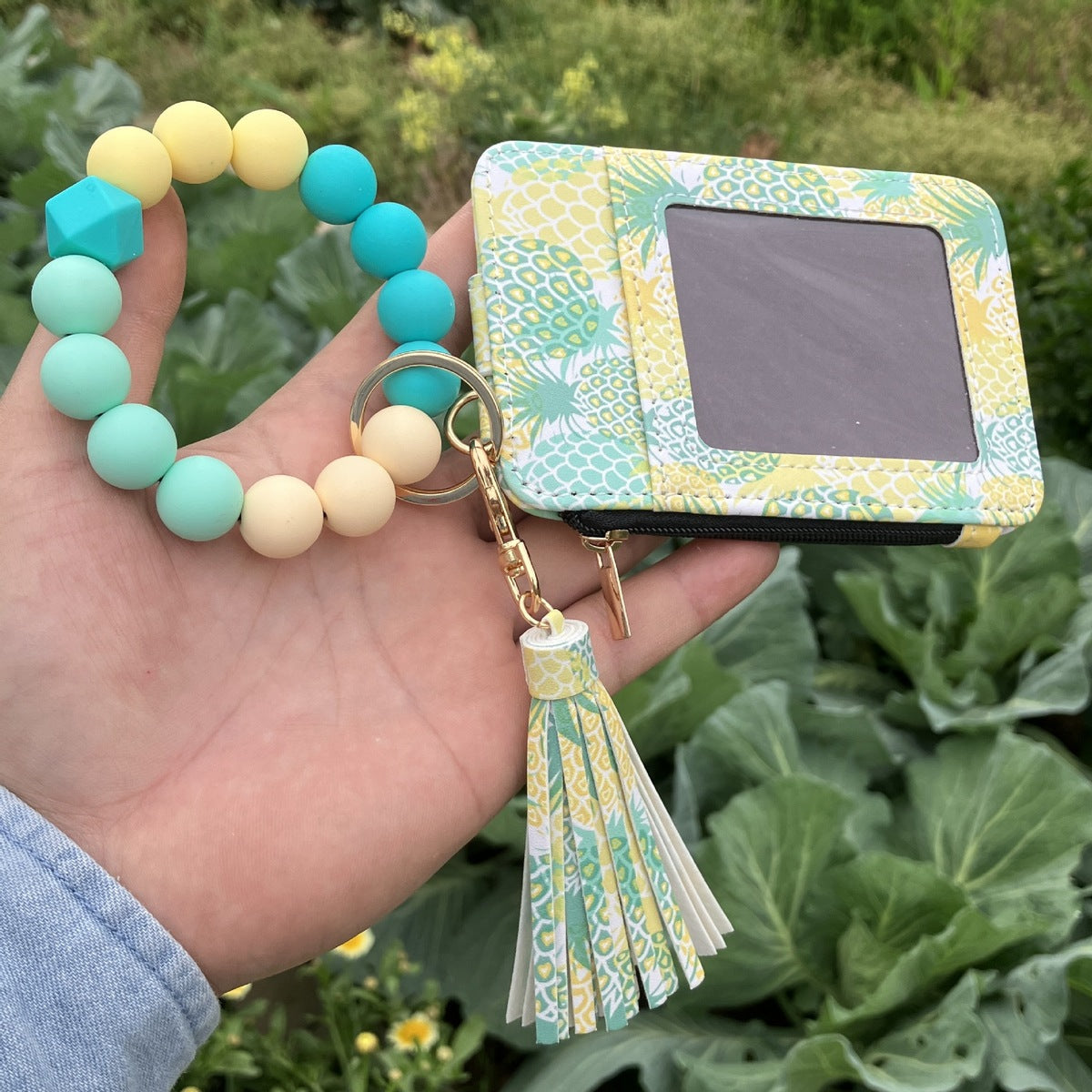 Fashion Printed Silicone Bead Tassels Bracelet