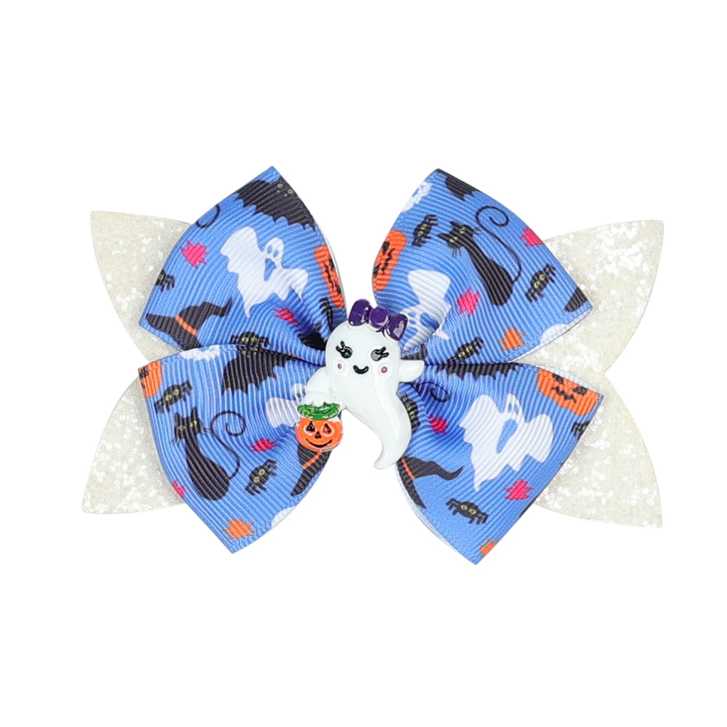 Pince à cheveux pour enfant en forme de citrouille et d'araignée à paillettes