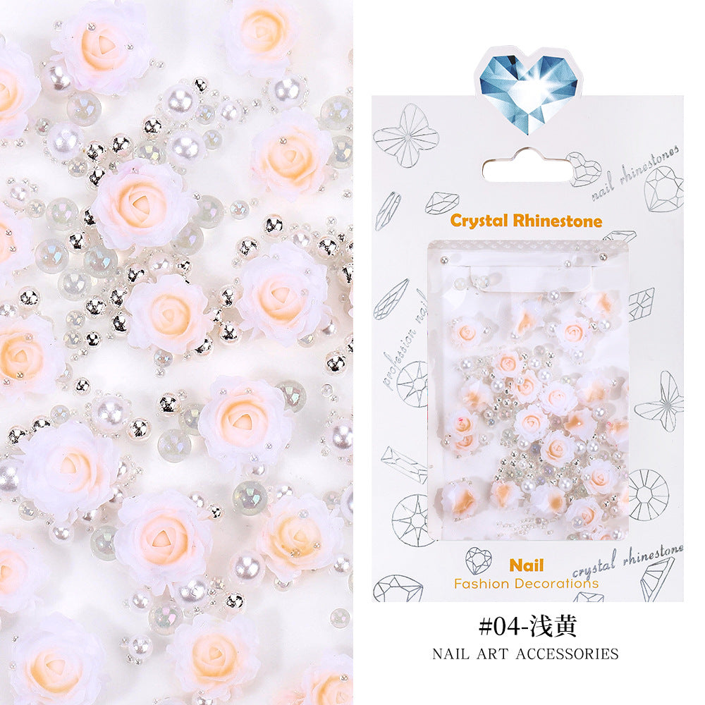 Décoration d'ongles créative en résine florale tridimensionnelle pour femmes, motif rose