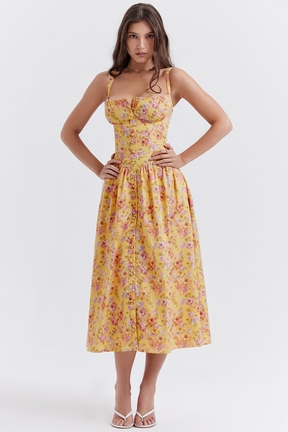 Vestido informal con estampado de flores diminutas para mujer