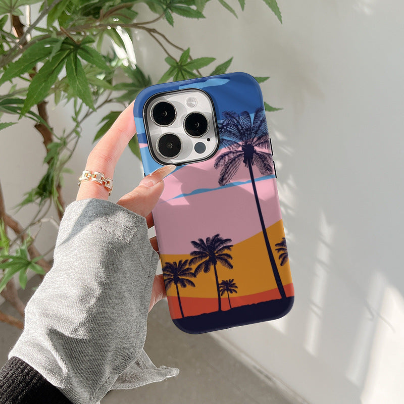 All-Inclusive Cartoon Coconut Print Soft iPhone Case