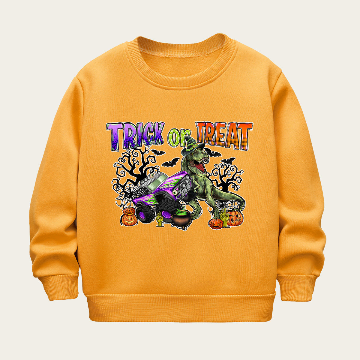 Kids Toddler Boys Girls Casual Halloween Print Fleece Sweatshirt