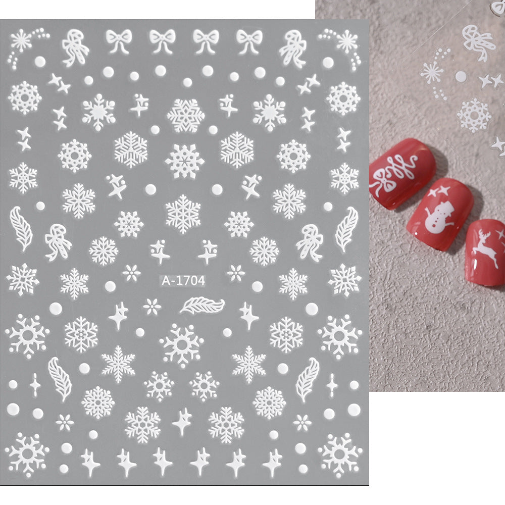 Pegatinas navideñas de copos de nieve para uñas