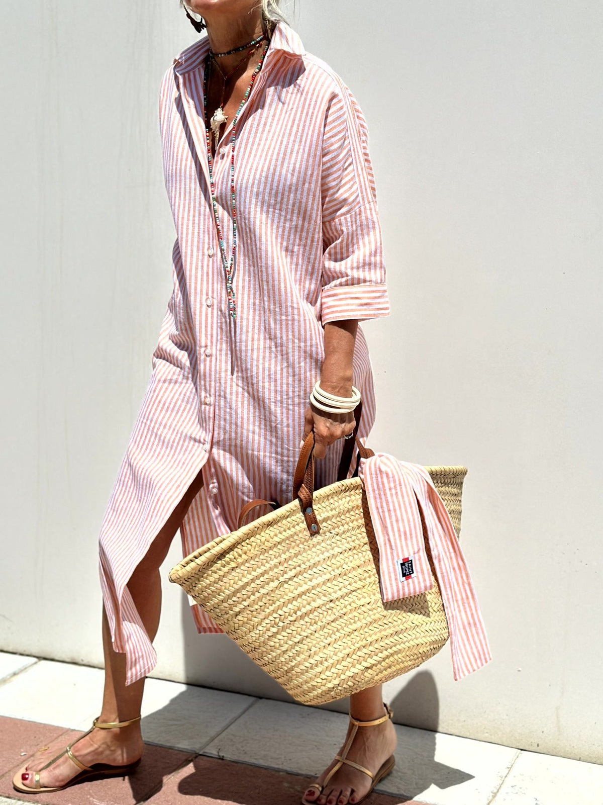 Women Casual Printed Single-Breasted Shirt Dress