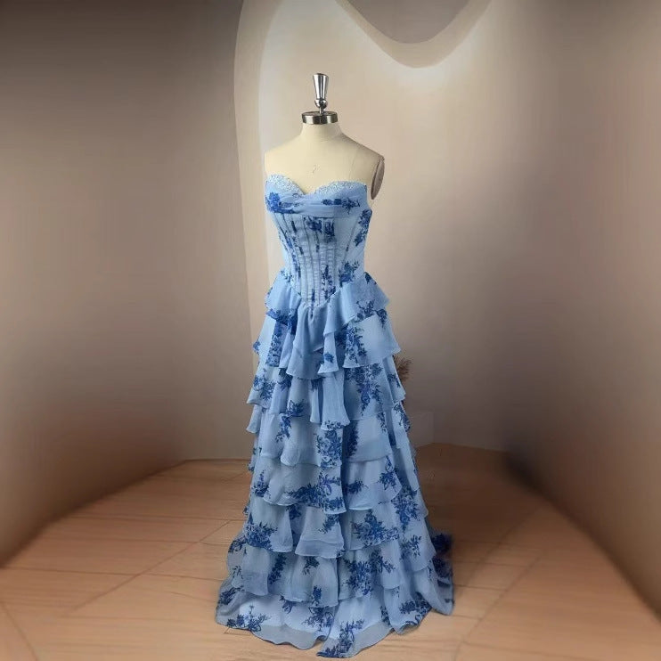 Robe tube élégante et sexy à imprimé floral pour femme