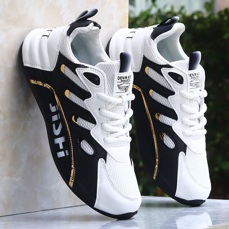 Zapatillas deportivas informales de malla transpirable con bloques de color para hombre