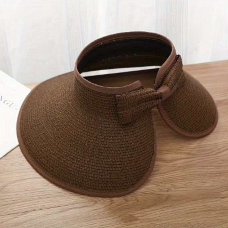 Women Fashion Casual Solid Color Straw Hat for Sun Protection