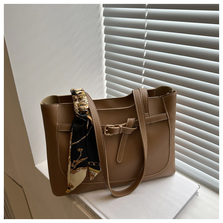 Sac fourre-tout décontracté en PU de grande capacité pour femme, couleur unie
