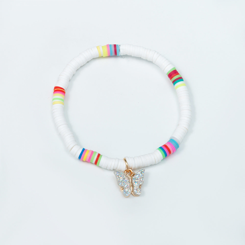 Bohemian Multicolor Butterfly Polymer Clay Bracelet