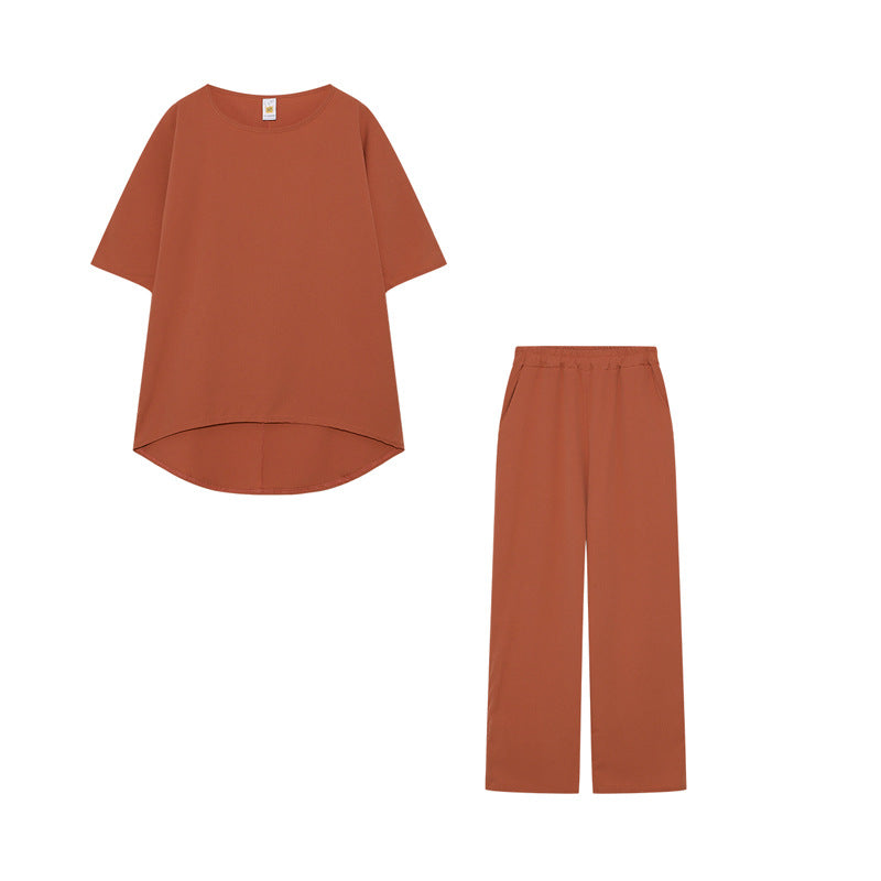 Conjunto informal de lino y algodón de talla grande para mujer
