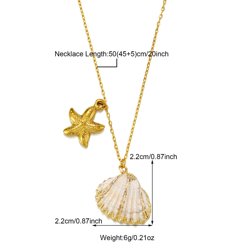 Summer Beach Vacation Shell Pendant Sea Necklace