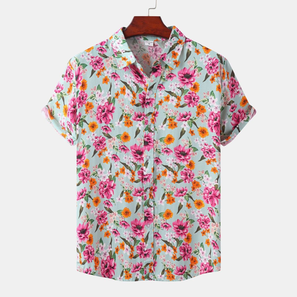 Camisa informal de vacaciones para hombre con estampado de flores diminutas en 3D