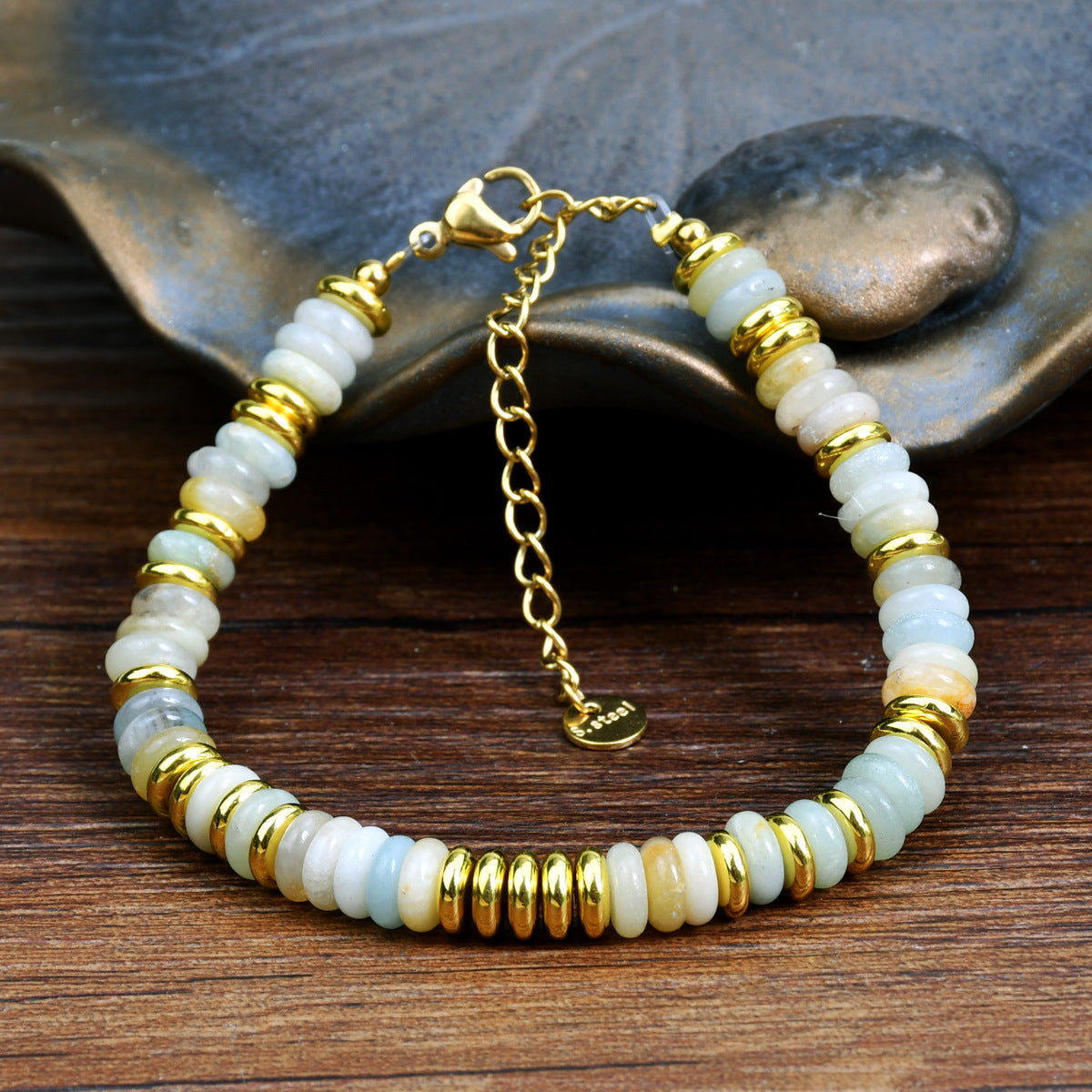 Women Multicolor Natural Stone Beaded Bracelet - Organic Fashion Accessory