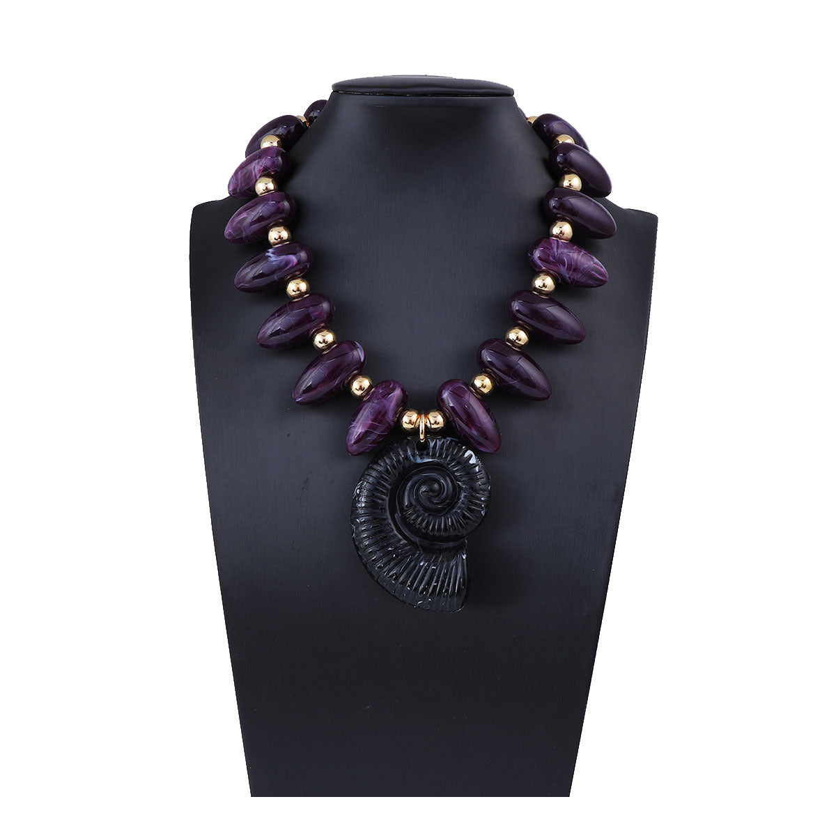 Women Fashion Exaggerated Vacation Multicolor Beaded Conch Pendant Sea Necklace