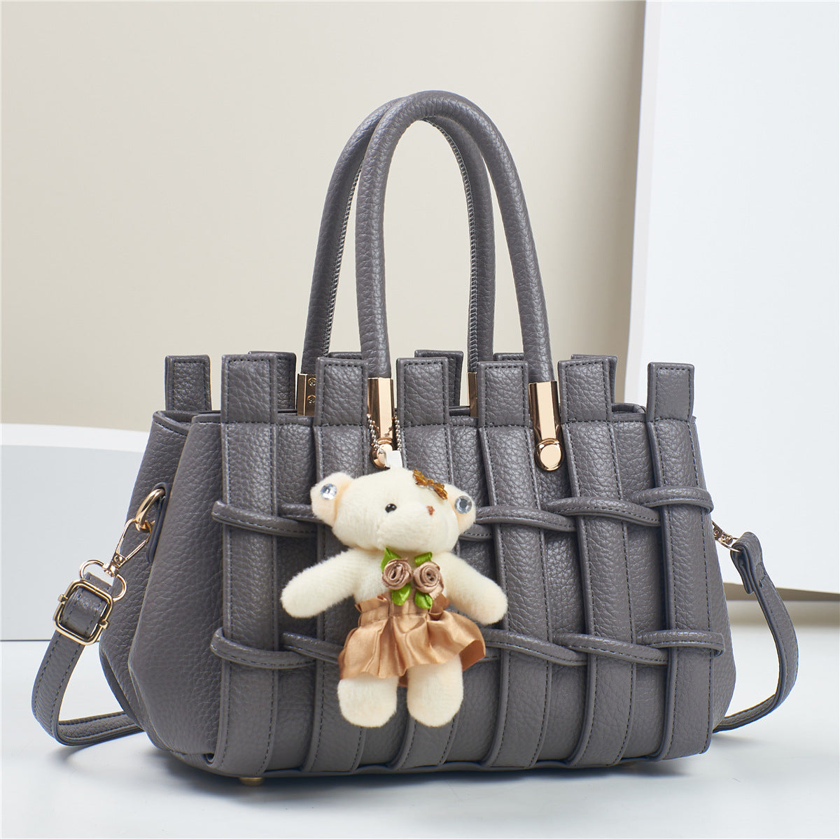 Sac fourre-tout tissé à la main de grande capacité, décontracté et tendance, couleur unie, pour femmes
