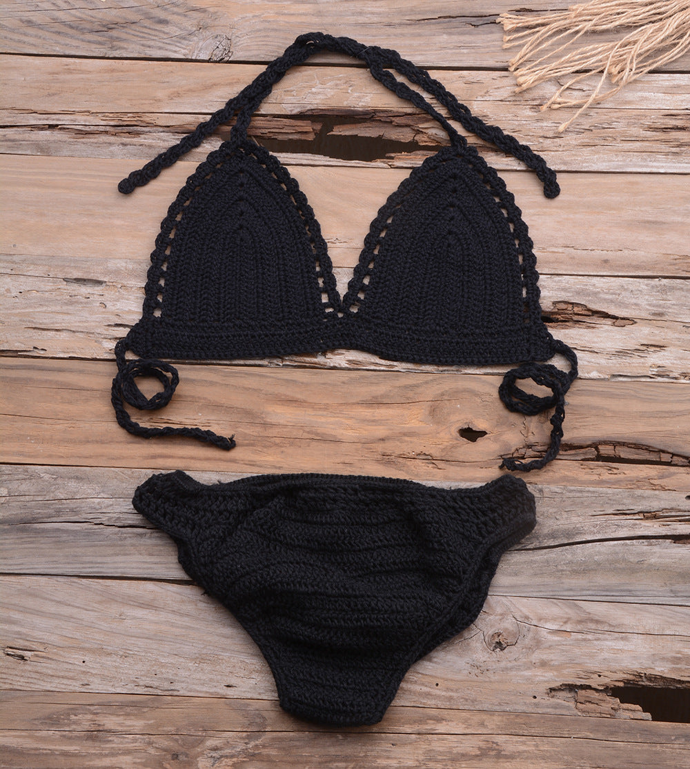 Conjunto de bikini de punto sexy para mujer para vacaciones de verano en la playa