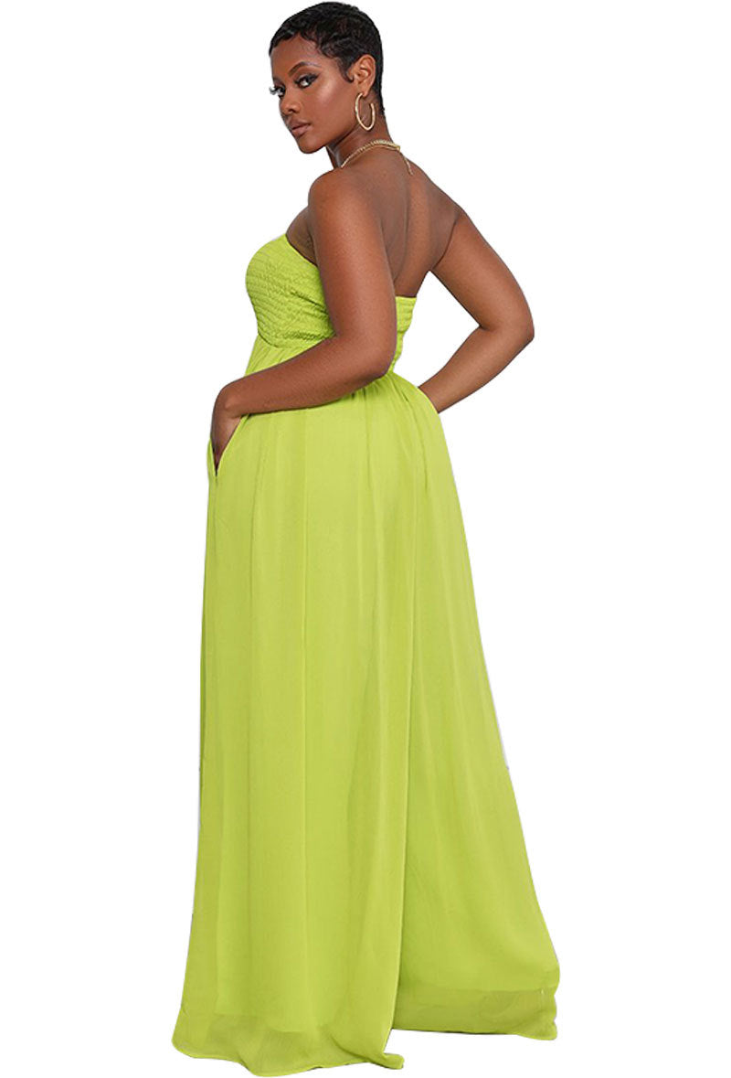 Women Fashion Casual Solid Color Chiffon Sleeveless Wide Leg Jumpsuit