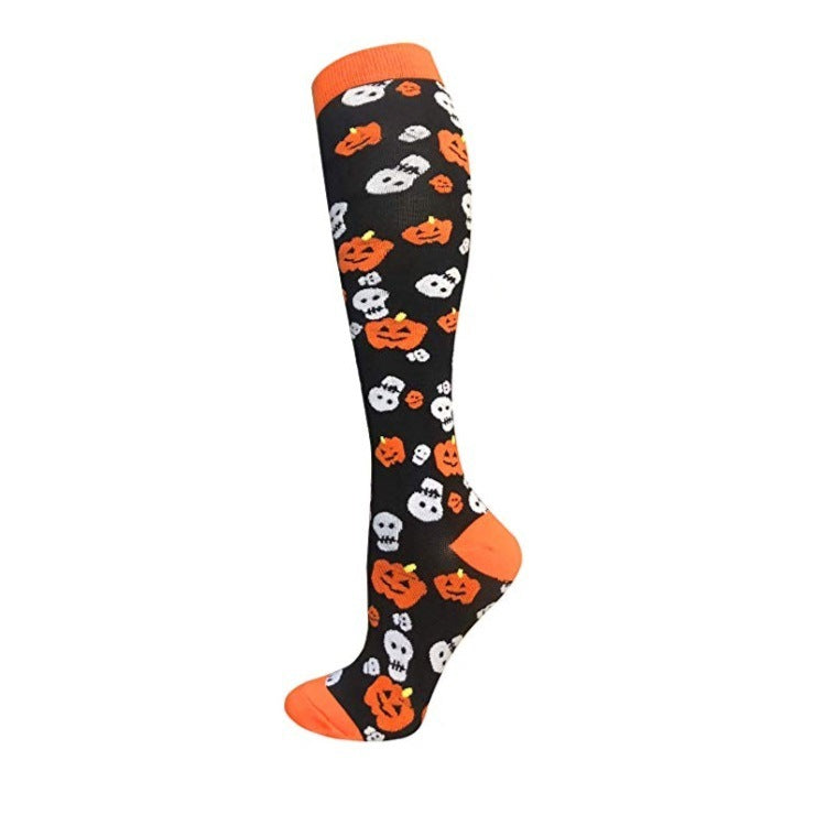 Chaussettes mollet en nylon à la mode, amusantes, sport, Halloween, crâne