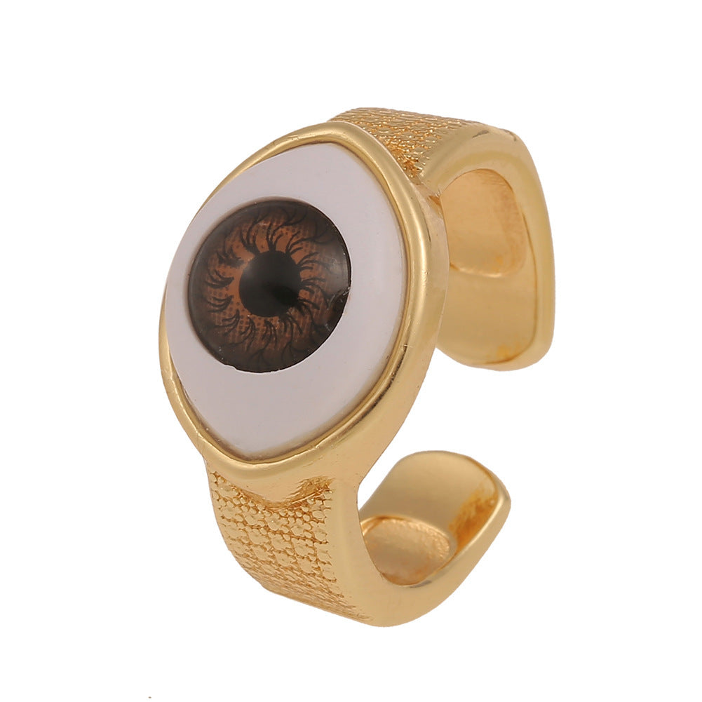 Anillos creativos de moda con diseño de ojo malvado bañados en cobre para mujer