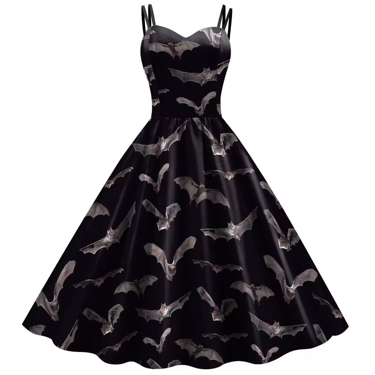 Halloween Women Fashion Vintage Skull Dress With Web Print