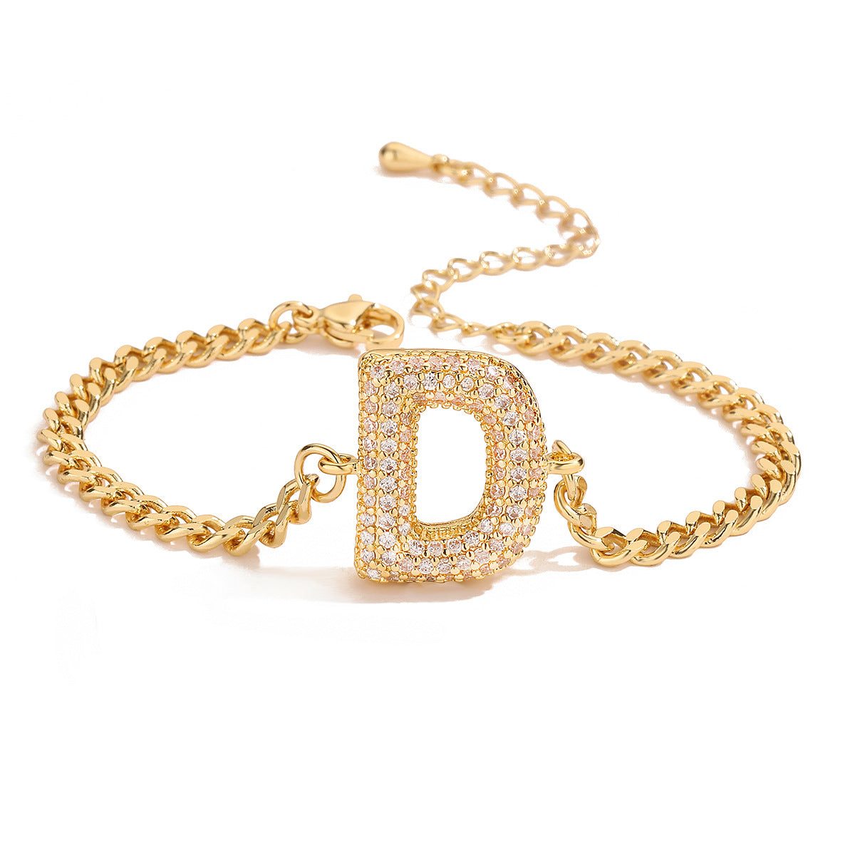Pulsera de alfabeto de circonitas de moda 26
