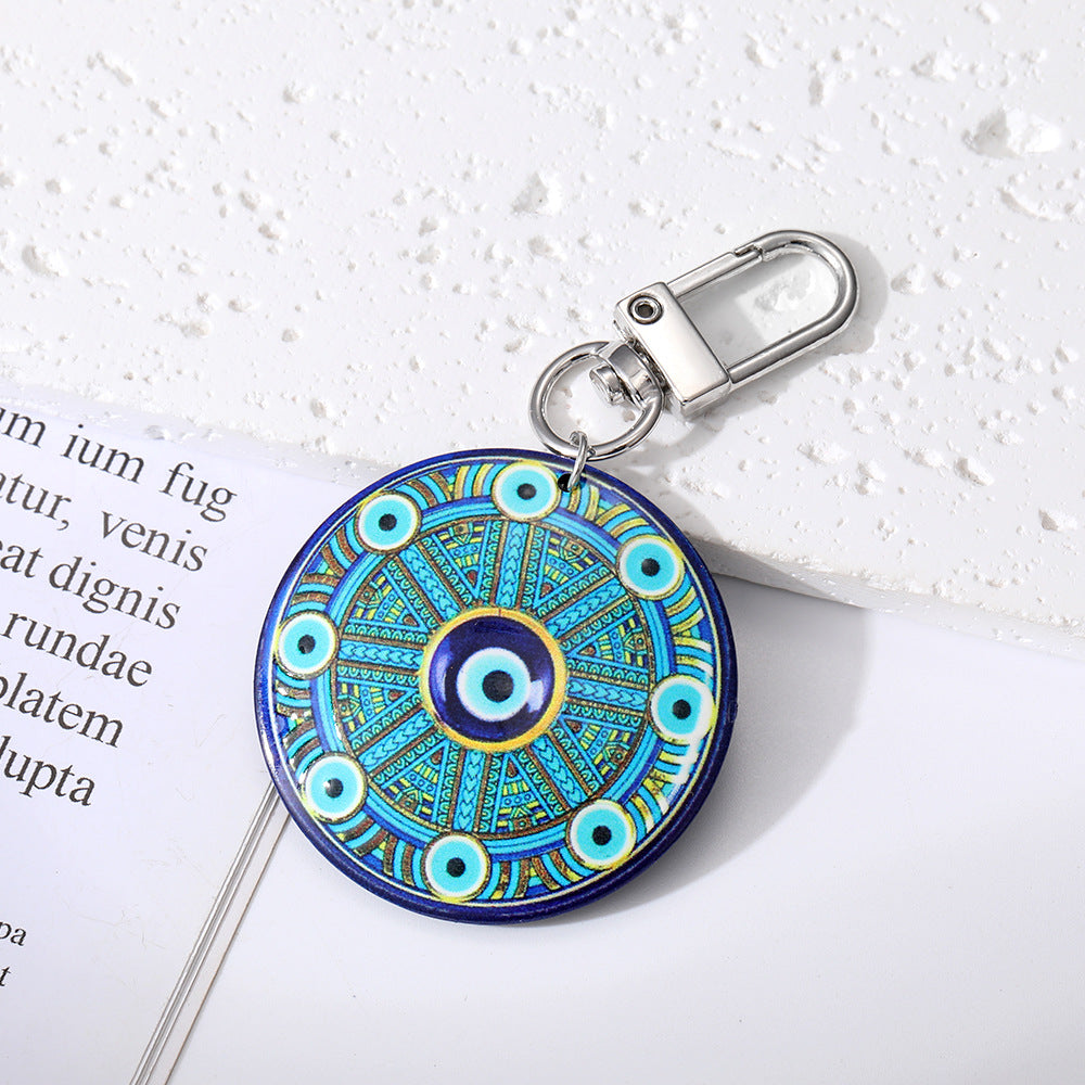 Women Retro Bohemian Round Devil Eye Keychain Set