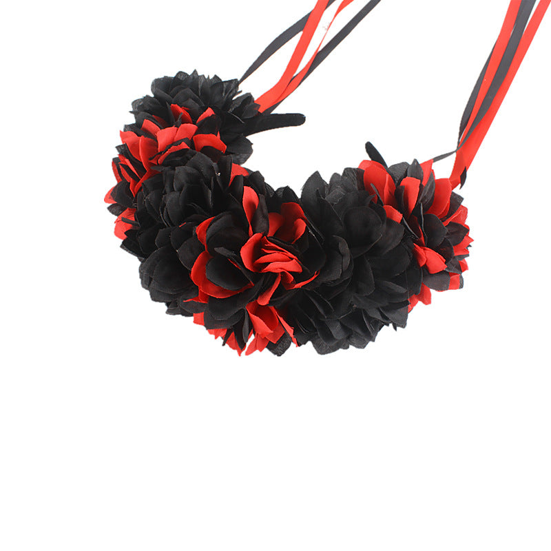 Serre-tête long à fleurs pour fête d'Halloween