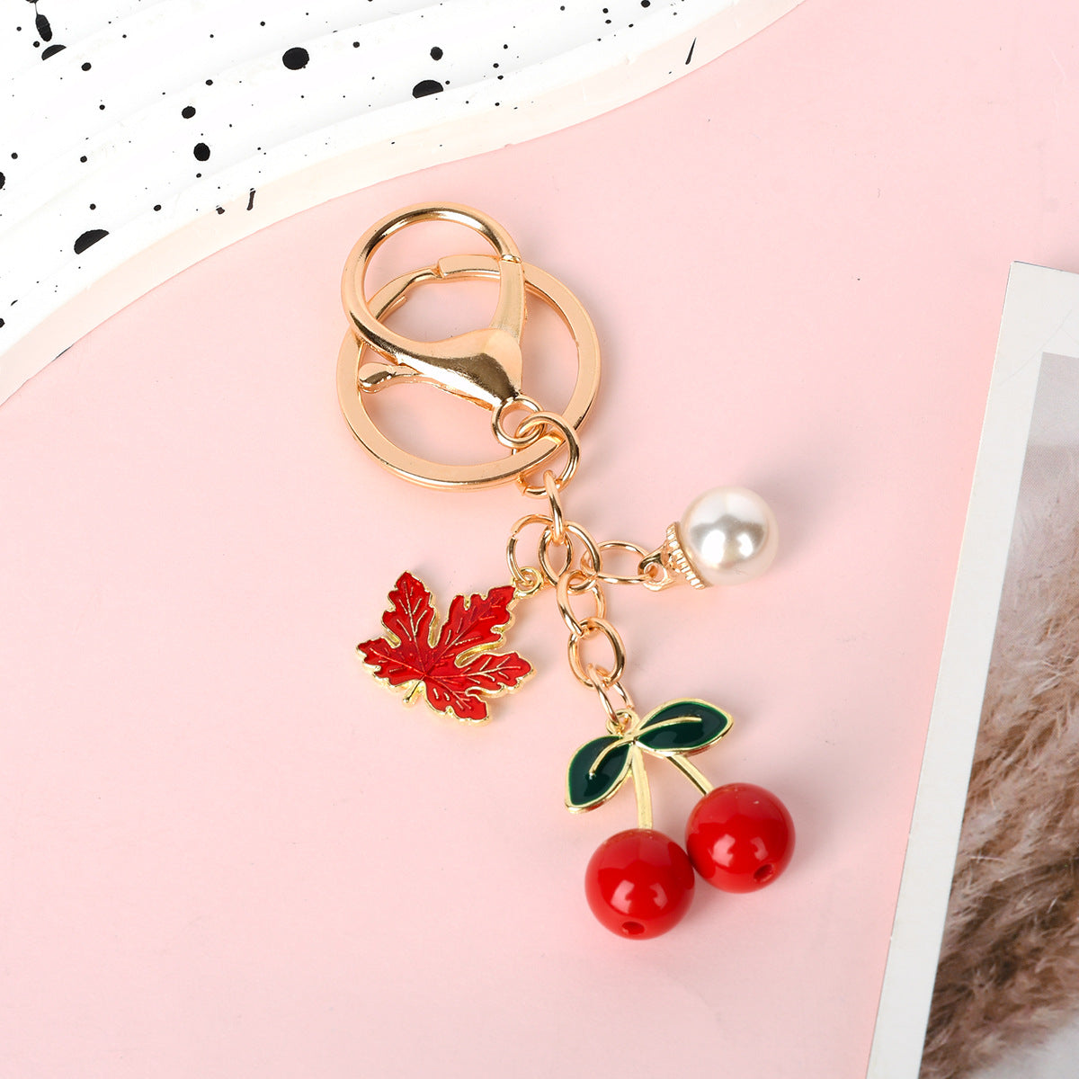 Fashion Red Cherry Fruit Key Chain