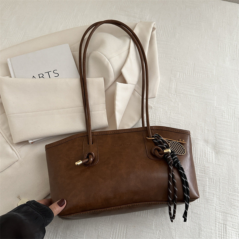 Bolso tote informal con colgante de béisbol de color liso para mujer