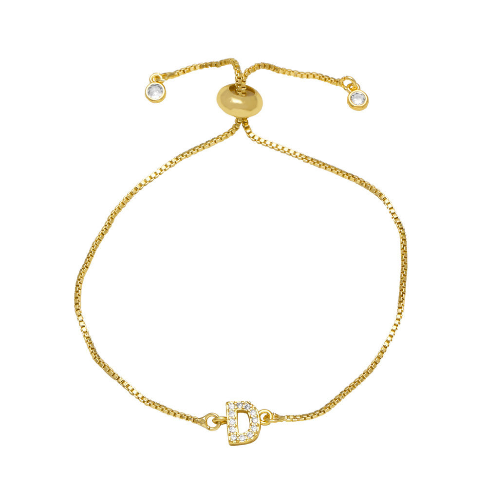 Pulsera de alfabeto ajustable de moda para mujer