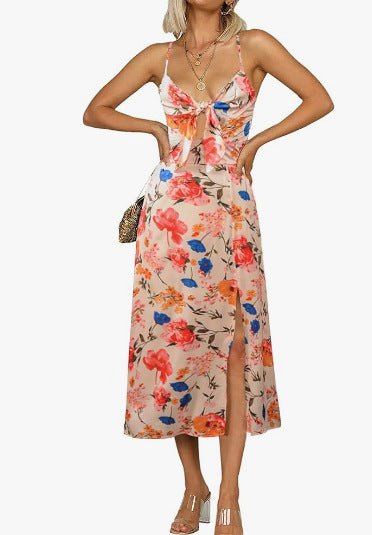 Women Casual Vacation Floral Print Maxi Dress