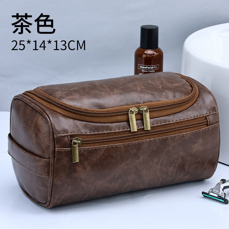 Bolsa de cosméticos de PU impermeable, portátil, de gran capacidad y de moda