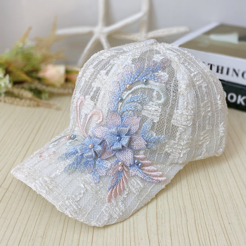 Casquette élégante en maille fine et dentelle pour femme