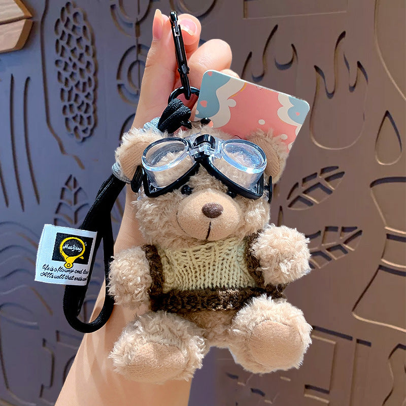 Cartoon Plush Bear Keychain with Colorful Sweater Styles