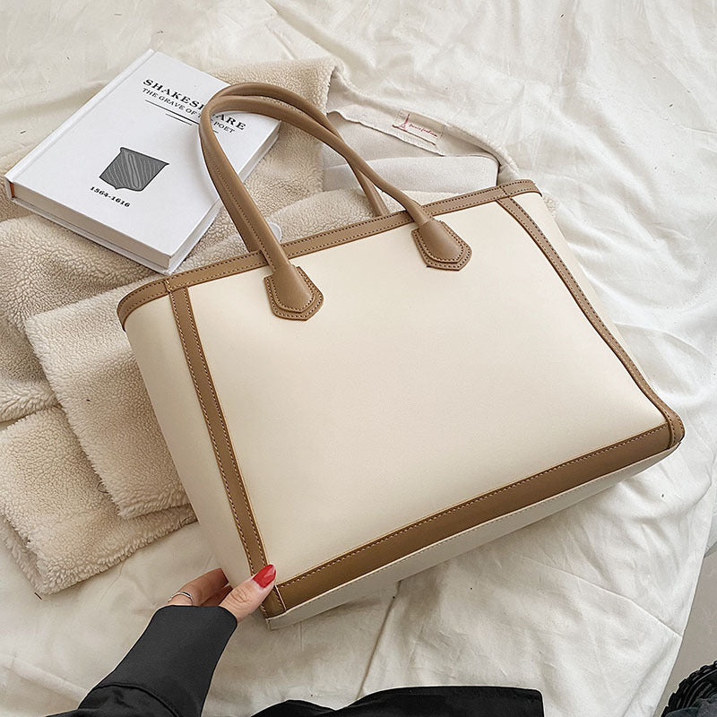 Sac fourre-tout décontracté de grande capacité pour femme, couleur unie