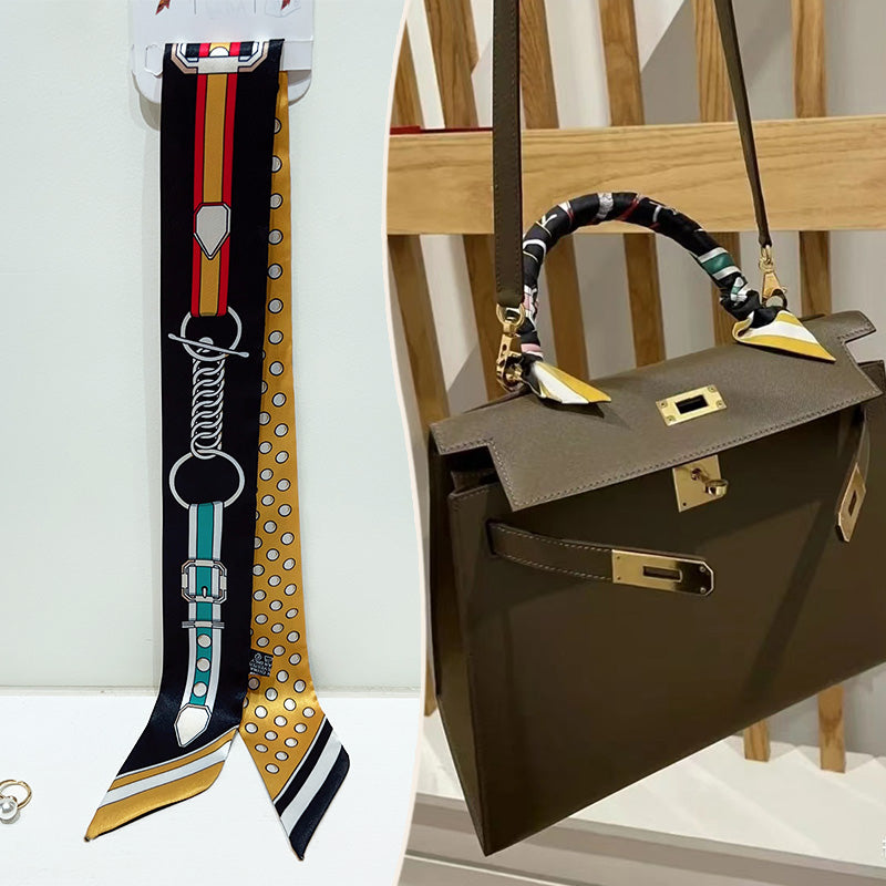 Bufanda con asa para bolso con lazo estampado de moda