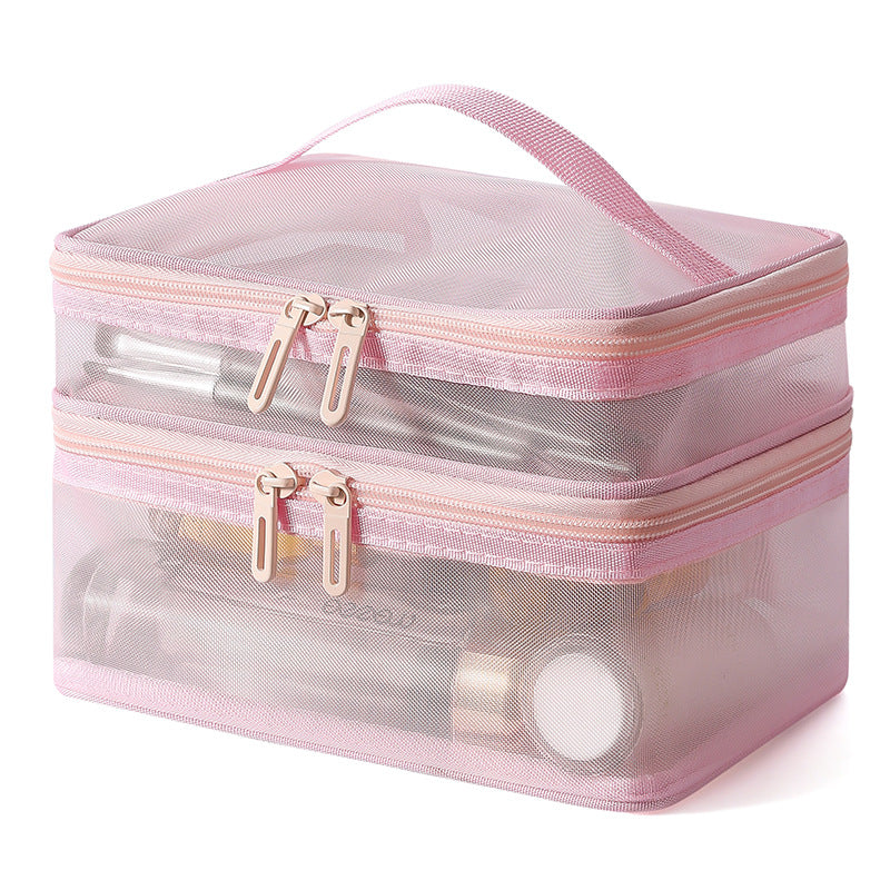 Women Simple Double-Layer Transparent Cosmetic Bag