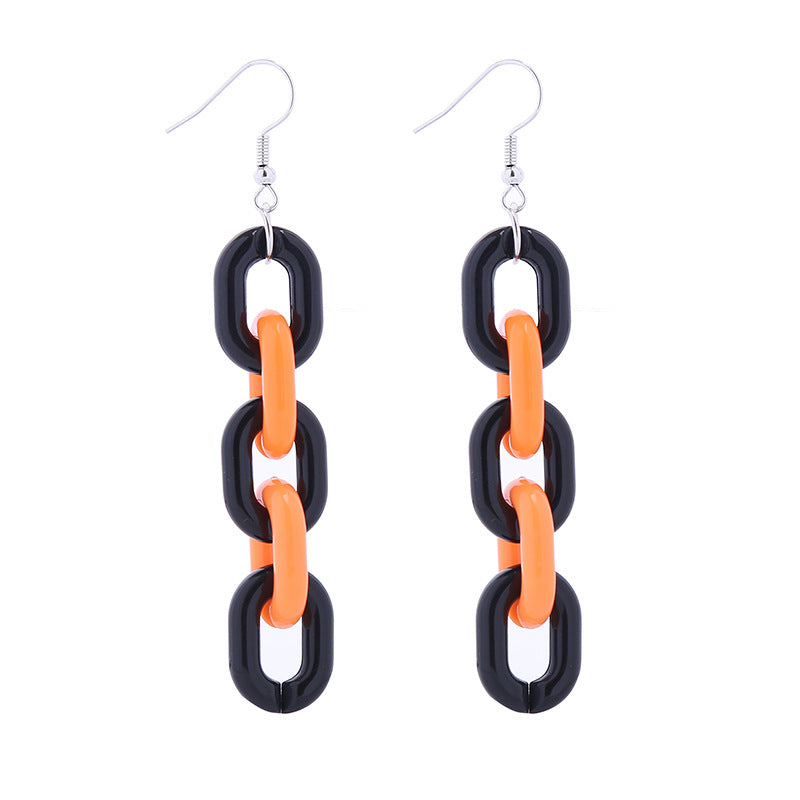 Pendientes de gato negro con cadena de calabaza, creativos y divertidos de Halloween para mujer