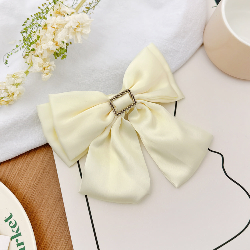 Women Fashion Solid Color Double-Layer Bowknot Hairpin
