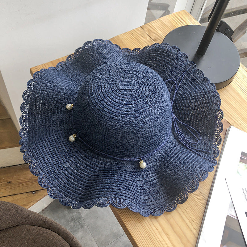 Chapeau de soleil en paille décontracté pour femme, style vacances