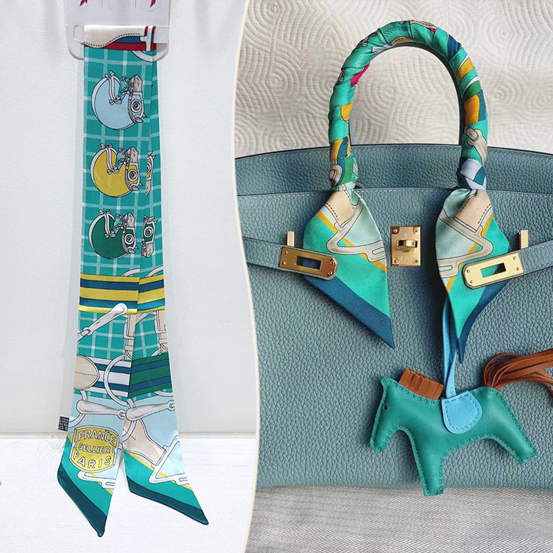 Fashion Printed Ribbon Tie Bag Handle Scarf