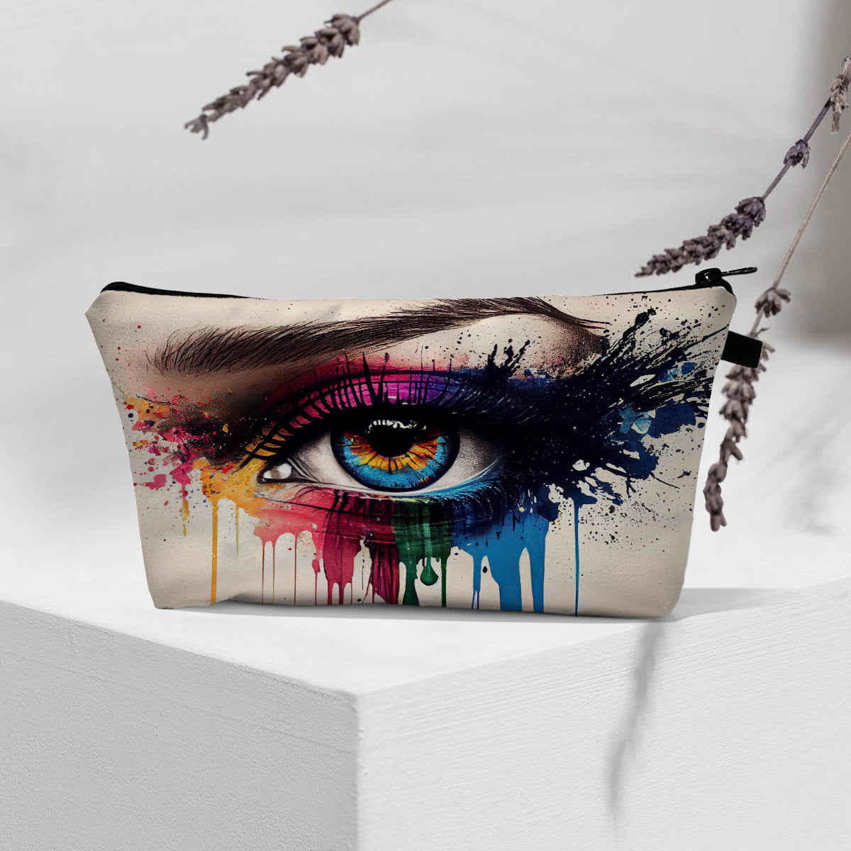 Bolsa de cosméticos portátil con diseño de mal de ojo para mujer