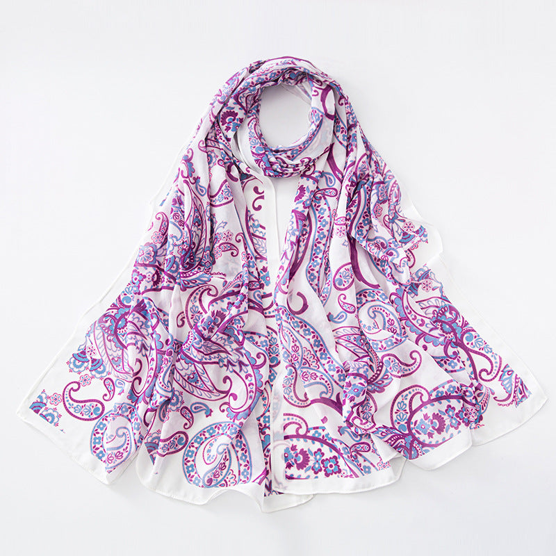 Women Summer Spring Floral Chiffon Long Scarf