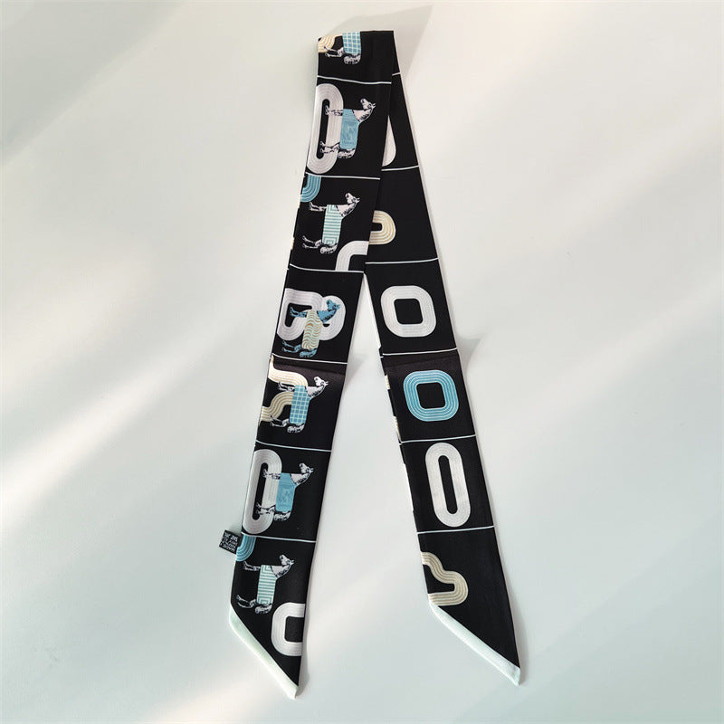 Bufanda con asa para bolso con lazo estampado de moda