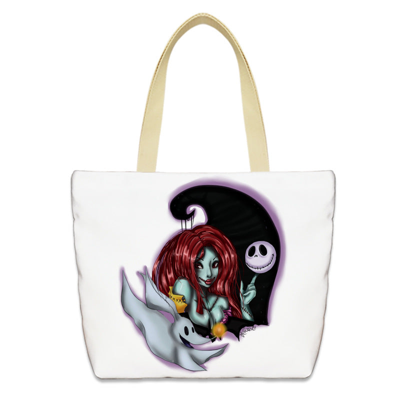 Bolso de lona con diseño de calabaza de Halloween para mujer