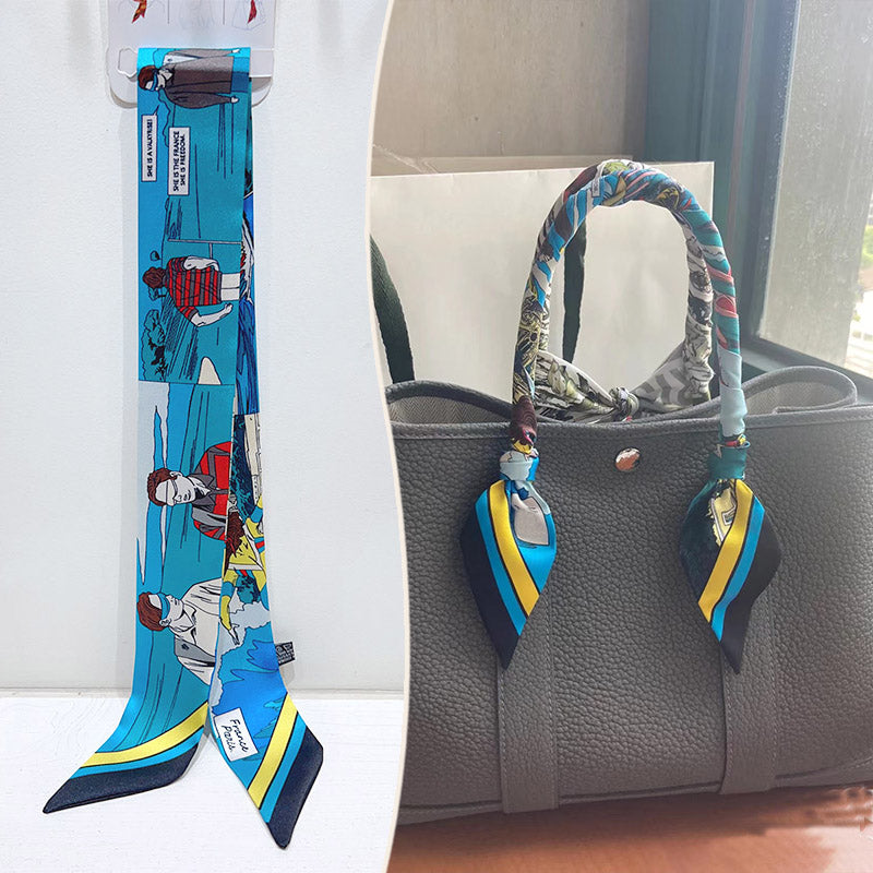 Bufanda con asa para bolso con lazo estampado de moda